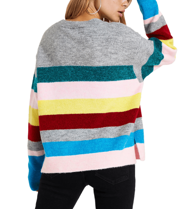 Pink Stripe Knit Side Split...