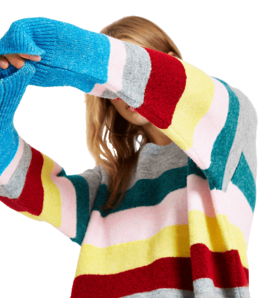 Pink Stripe Knit Side Split...