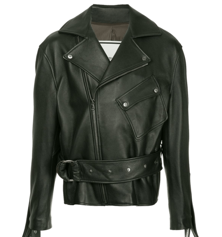 Black Faux Leather Racer...