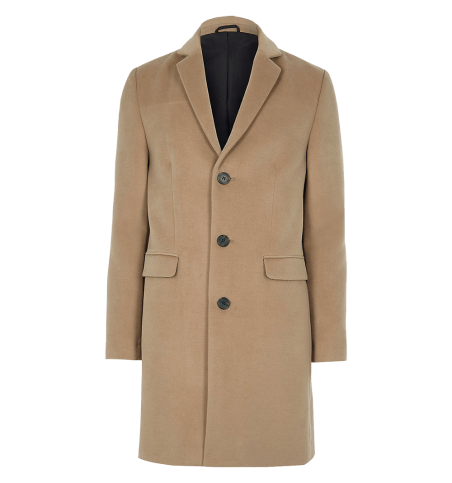 Camel Button-Down Overcoat