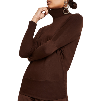 Dark Brown Roll Neck...