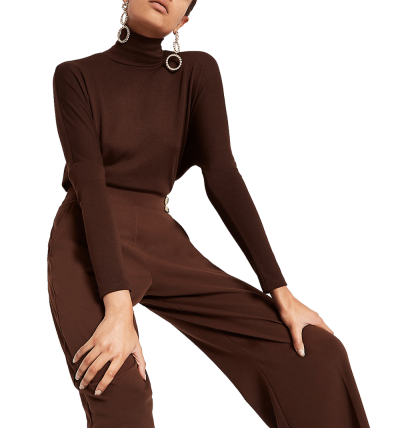 Dark Brown Roll Neck...